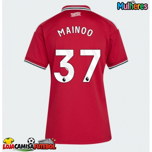 Camisa de Futebol Manchester United Kobbie Mainoo #37 Equipamento Principal Mulheres 2026-27 Manga Curta